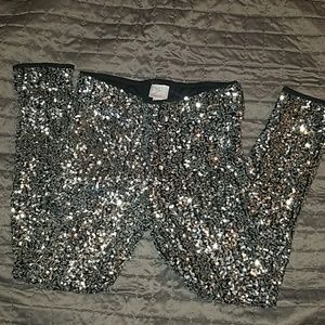 Silver sequin leggings